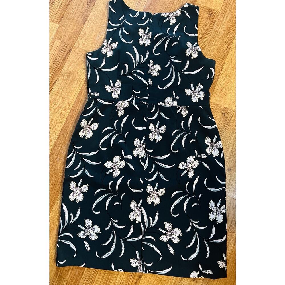 Ann Taylor Navy Blue Floral Dress Size 16 Sleeveless Lined Cocktail Reception - Picture 6 of 7